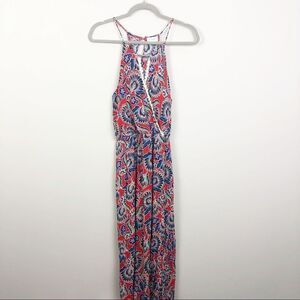 LE KATE | Red Floral Wrap Front Midi Dress Faux Wrap Front Women’s Size Medium